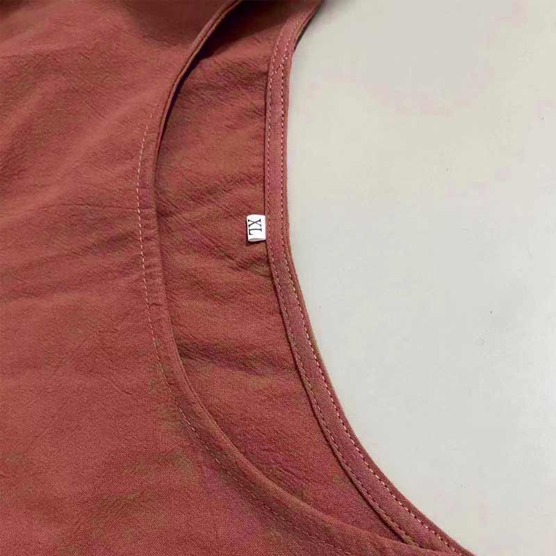 Effen kleur mouwloze losse linnen jurk met zak