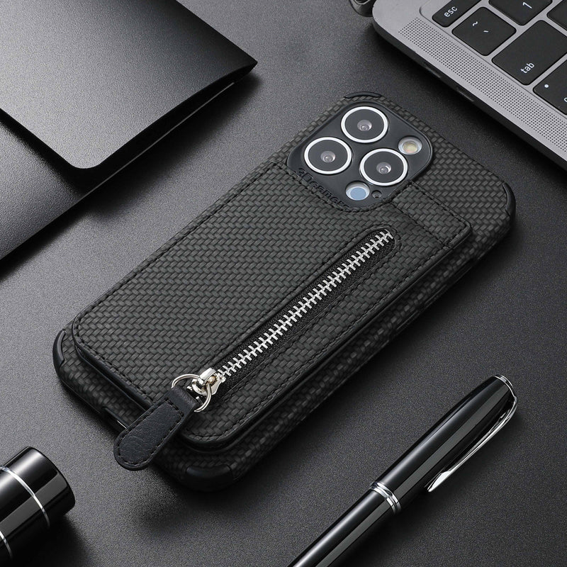 Magnetische portemonnee met ritssluiting en creditcard houder