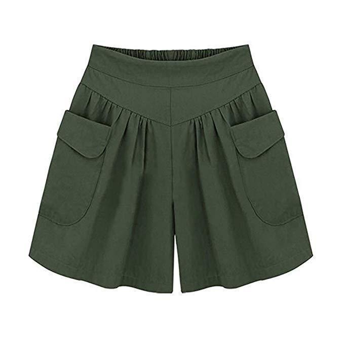 Losse, zachte katoenen broek met wijde pijpen en zakken