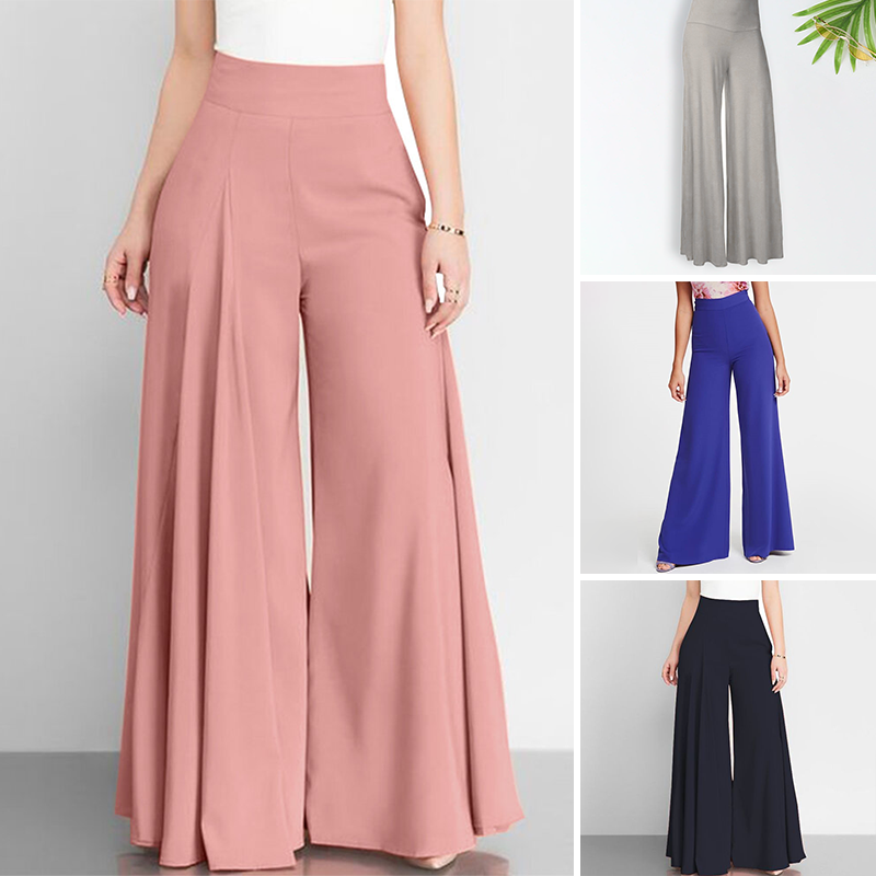 Casual gedrapeerde broek met hoge taille en wijde pijpen