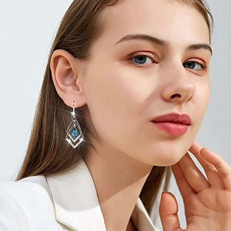 Square Rhombus Hoop Earrings for Women
