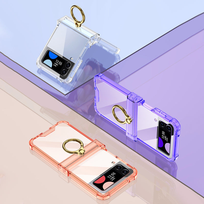 Zachte doorzichtige hoes met ring voor Samsung Galaxy Z Flip4