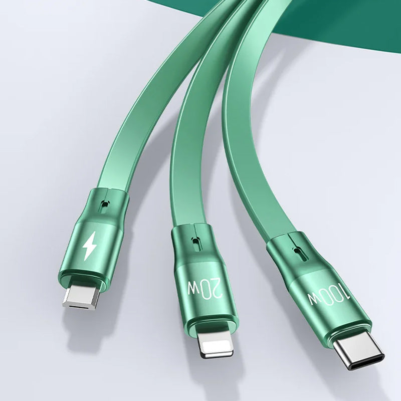 Intrekbare drie-in-één datakabel