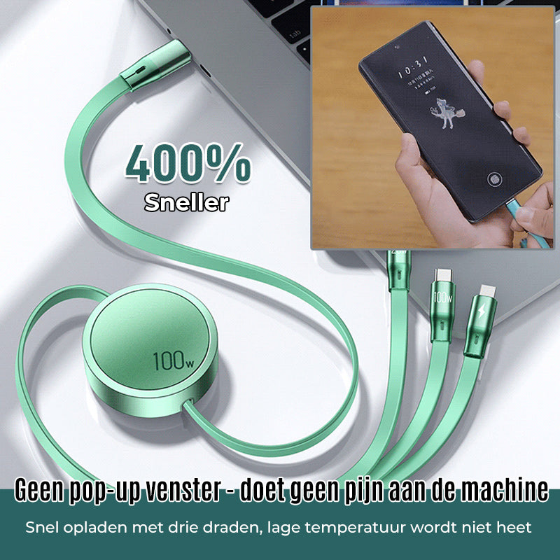 Intrekbare drie-in-één datakabel