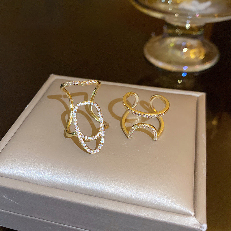 Geometrische diamanten open nagelring