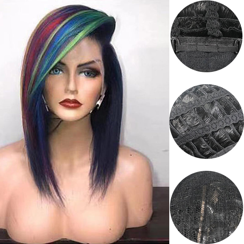 Korte kleurrijke pruik