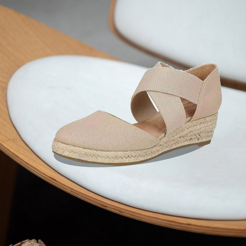 Sandalen met sleehak van hennep touw