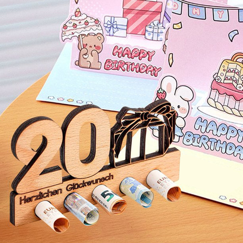 Verjaardagscadeau houten geldclip