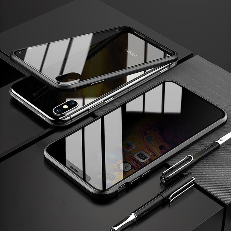 Anti-piep dubbelzijdig magnetisch iPhone-hoesje van gehard glas