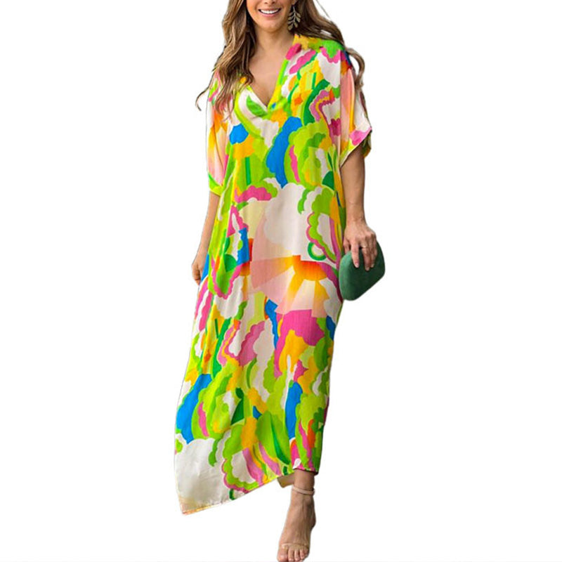 Vrijetijdsjurk met kleurblokkenprint