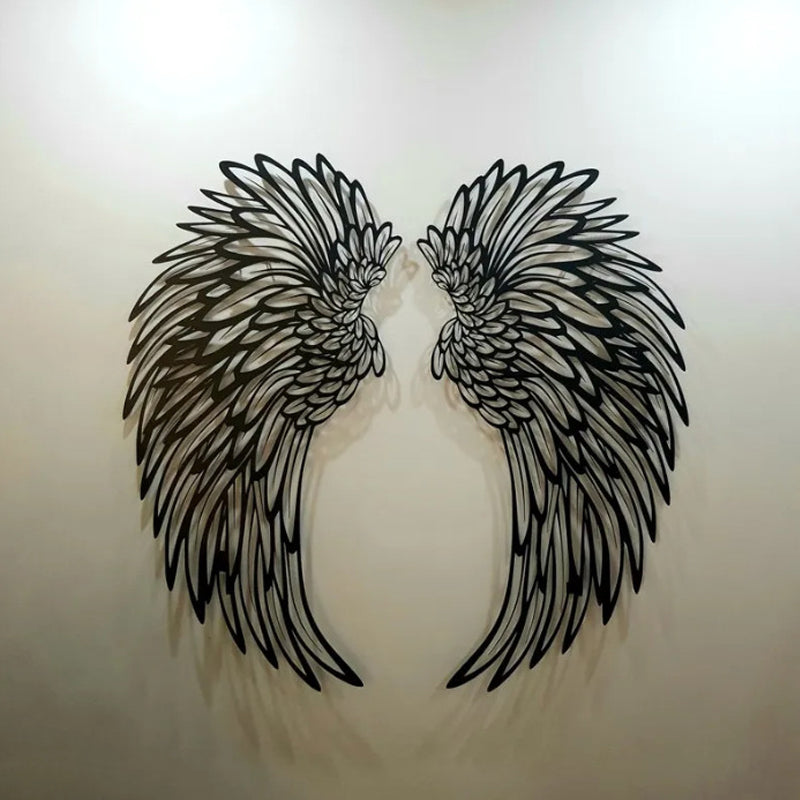 Black Angel Wings metalen vleugels kunst aan de muur met LED-verlichting