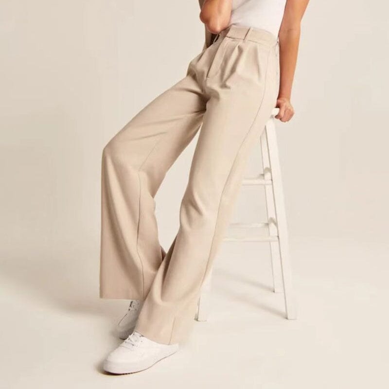 Op maat gemaakte broek met wijde pijpen en hoge taille