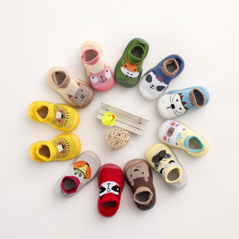 Antislip babyslofjes met dierenpatroon