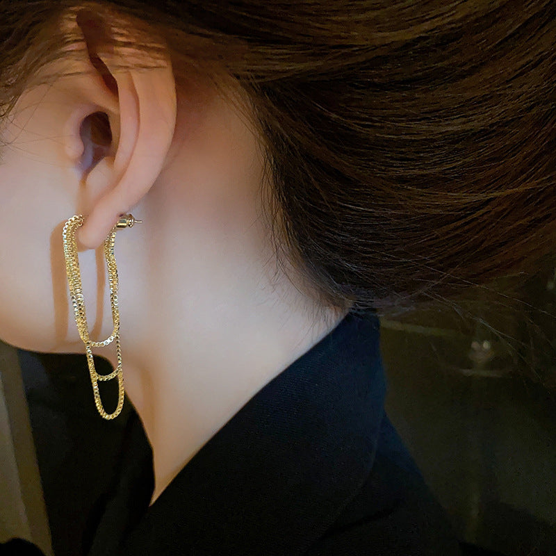 Zachte zilveren ketting kwast oorbellen