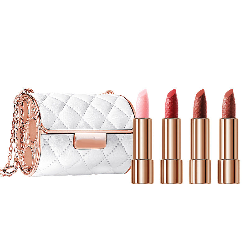 Fluwelen matte lippenstiftset met glamourketting zakje