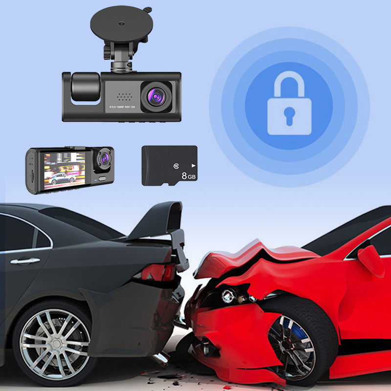 Nachtzicht drievoudige lens 1080p rijrecorder