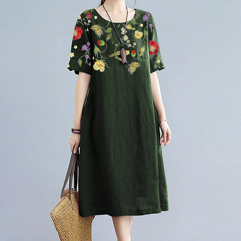 Bedrukte losse jurk met korte mouwen