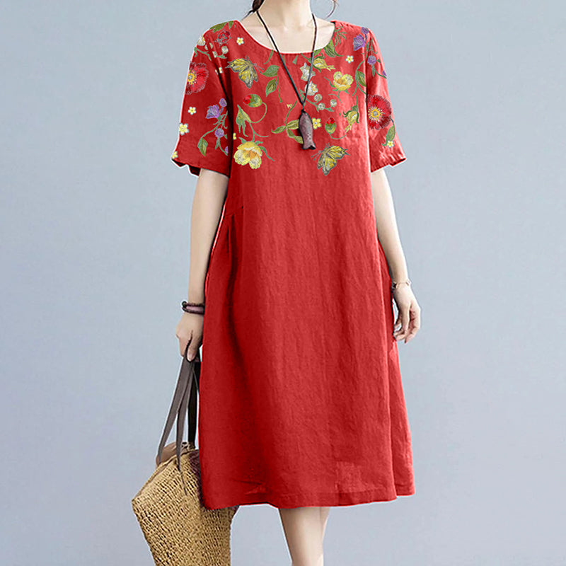 Bedrukte losse jurk met korte mouwen