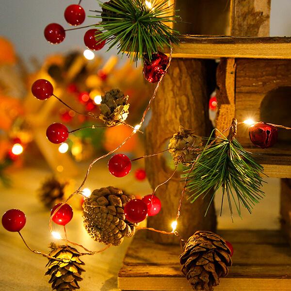 Kerstmis Dennenappel & Moerbei Decoratieve String Light