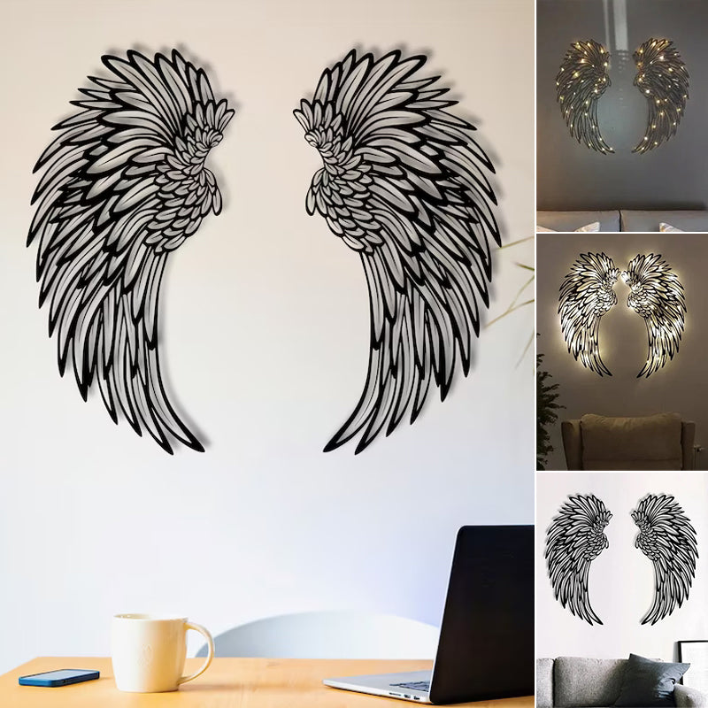 Black Angel Wings metalen vleugels kunst aan de muur met LED-verlichting