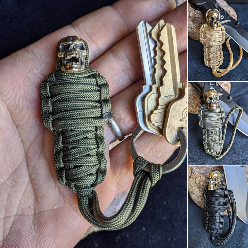 Paracord Sleutelhanger Mummie Messing Schedel