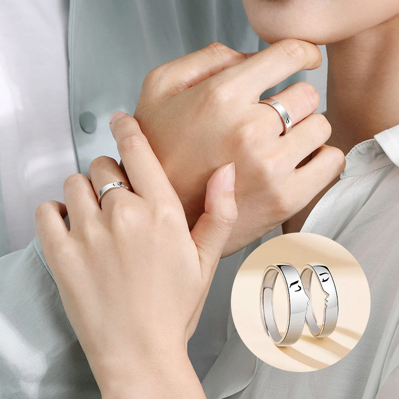 One Kiss Sterling Silver Couple Rings Valentijnsdag Cadeau gids