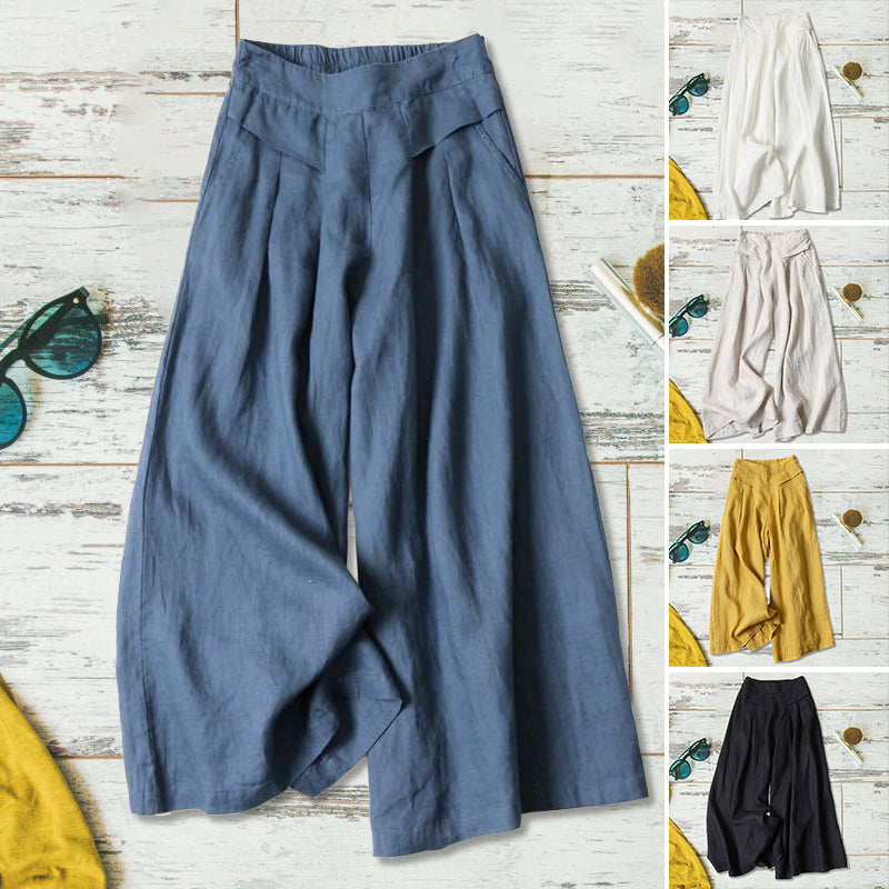 Dames casual losse katoenen linnen wijde pijpen