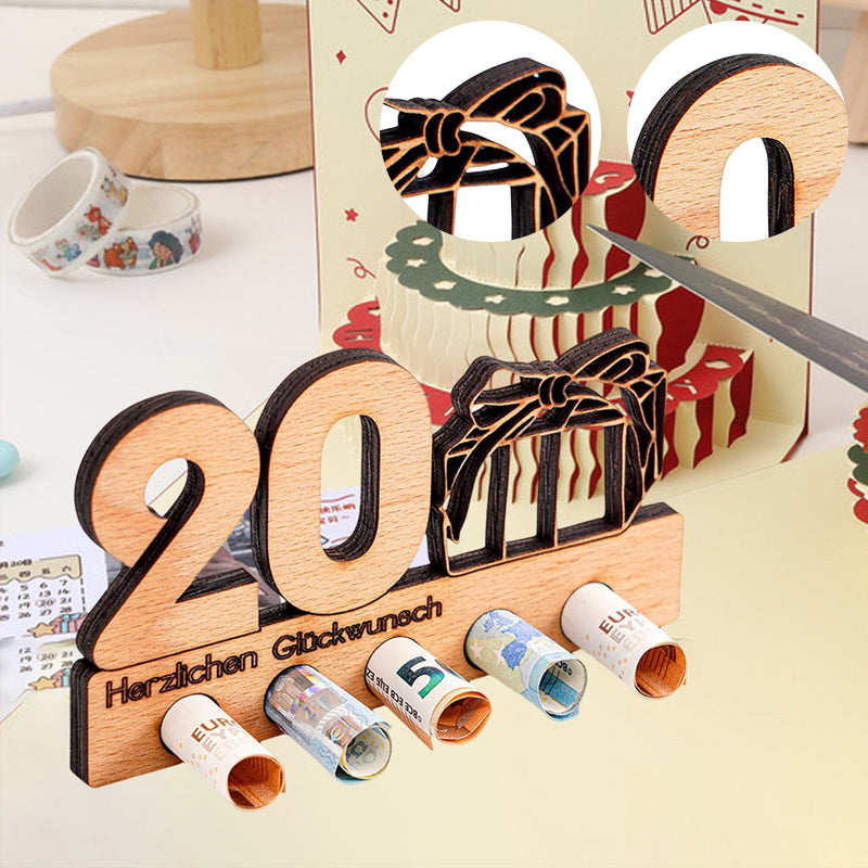 Verjaardagscadeau houten geldclip