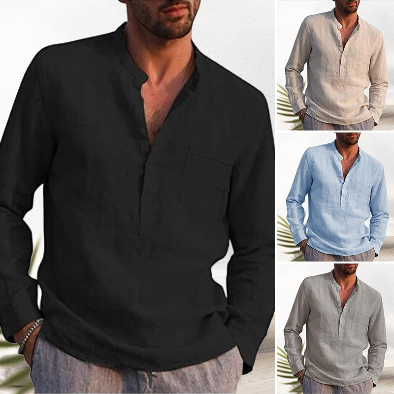 V-neck linen shirt