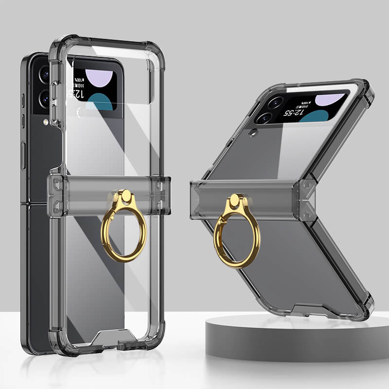 Zachte doorzichtige hoes met ring voor Samsung Galaxy Z Flip4