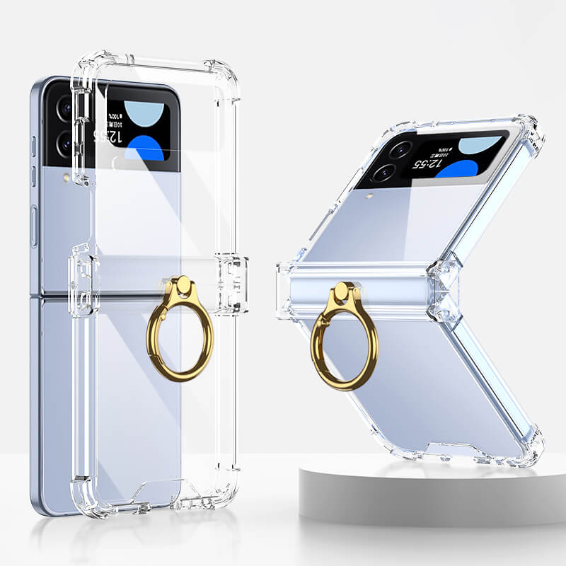Zachte doorzichtige hoes met ring voor Samsung Galaxy Z Flip4
