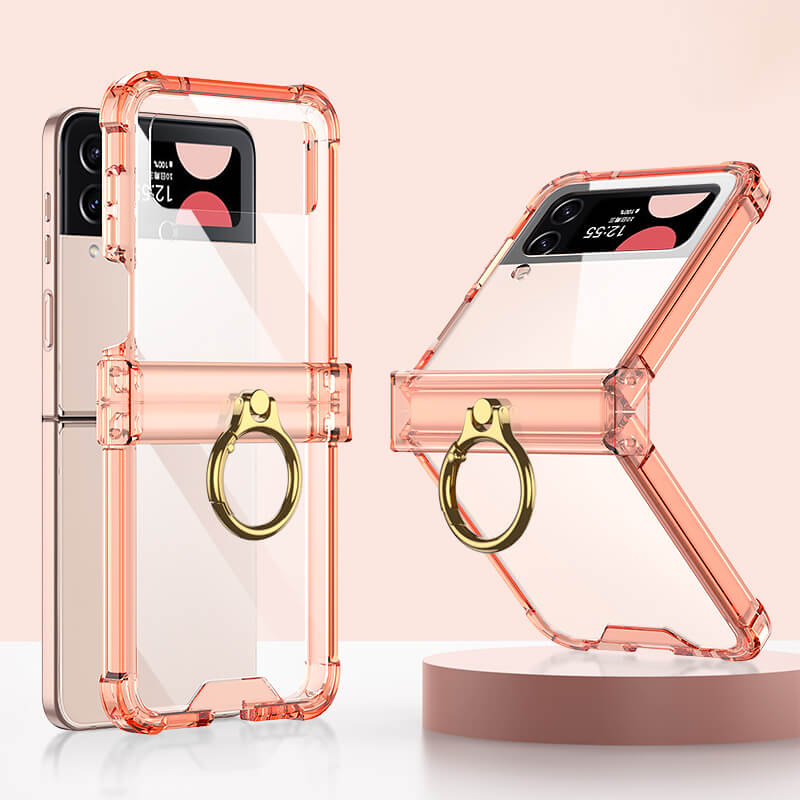 Zachte doorzichtige hoes met ring voor Samsung Galaxy Z Flip4