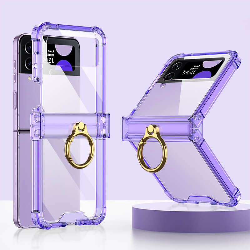 Zachte doorzichtige hoes met ring voor Samsung Galaxy Z Flip4