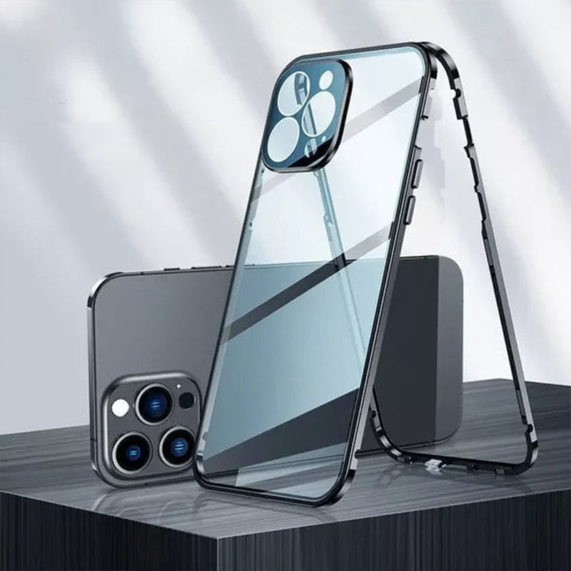 Magnetische dubbelzijdige telefoonhoes van gehard glas