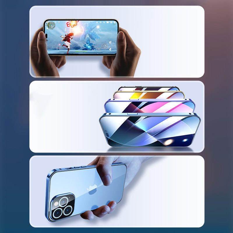 Magnetische dubbelzijdige telefoonhoes van gehard glas
