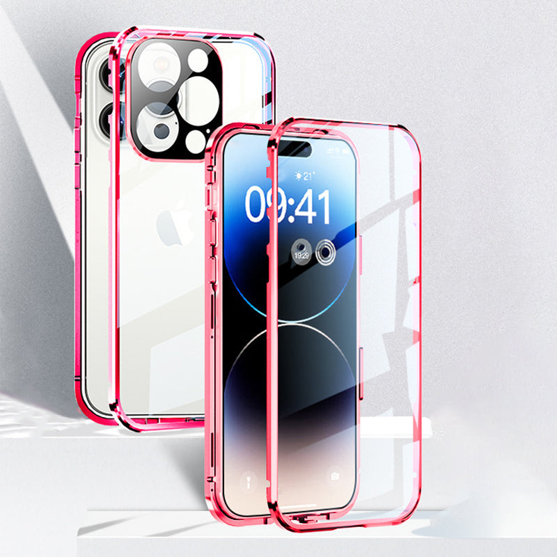 Magnetische dubbelzijdige telefoonhoes van gehard glas
