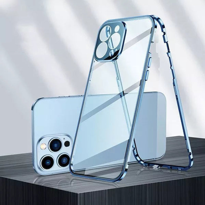 Magnetische dubbelzijdige telefoonhoes van gehard glas