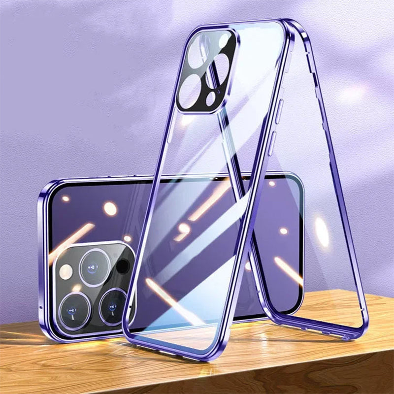 Magnetische dubbelzijdige telefoonhoes van gehard glas