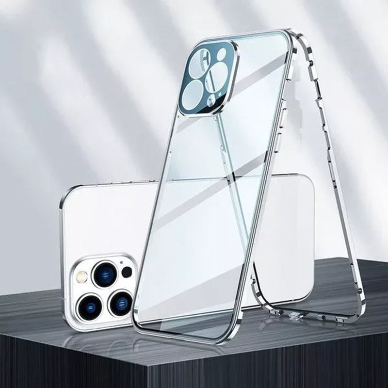 Magnetische dubbelzijdige telefoonhoes van gehard glas