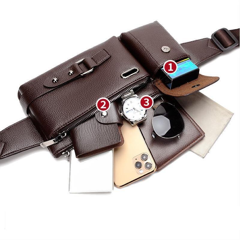 Schoudertas van echt leer voor heren