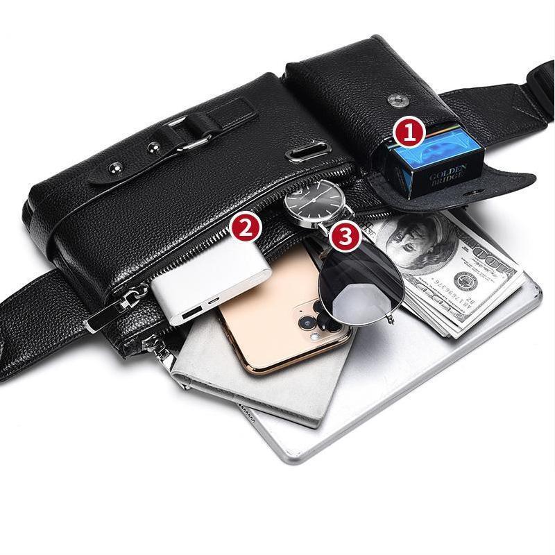 Schoudertas van echt leer voor heren