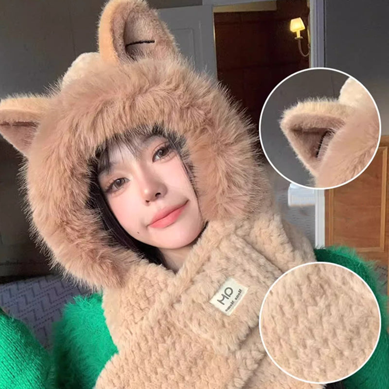 Schattige Fox Ears 2-in-1 muts en sjaal