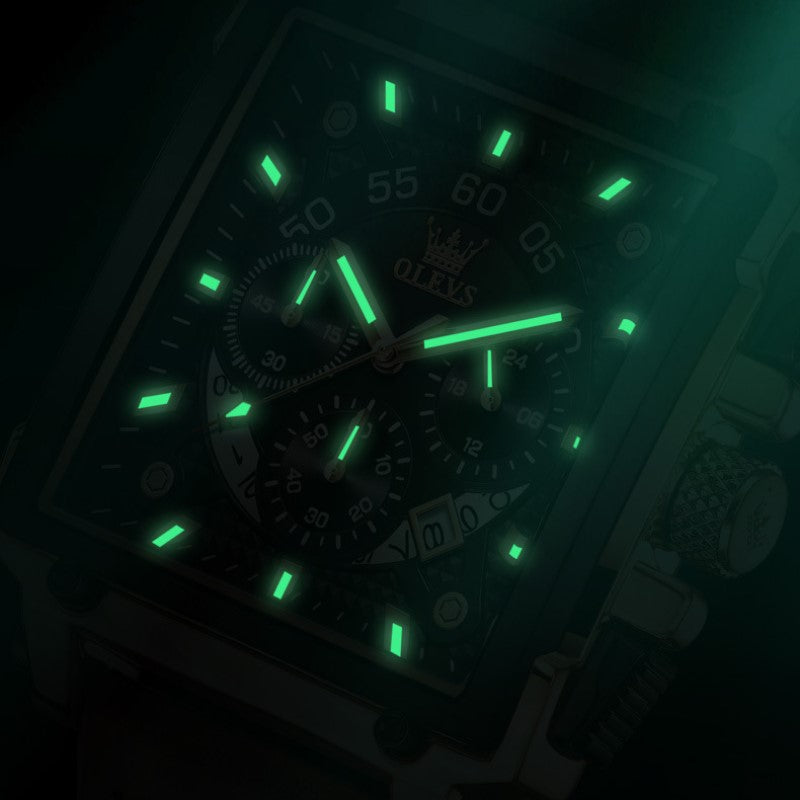 Lichtgevend Luxe Square Business Quartz horloge