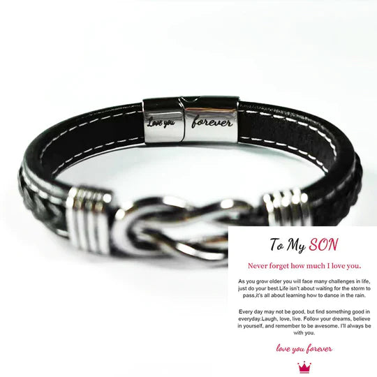 Gevlochten leren armband