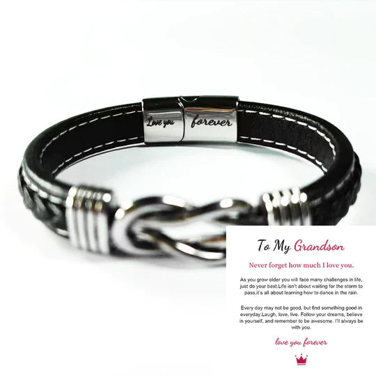 Gevlochten leren armband