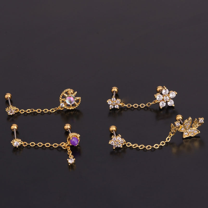 Mysterie paarse opaal ketting oorbel