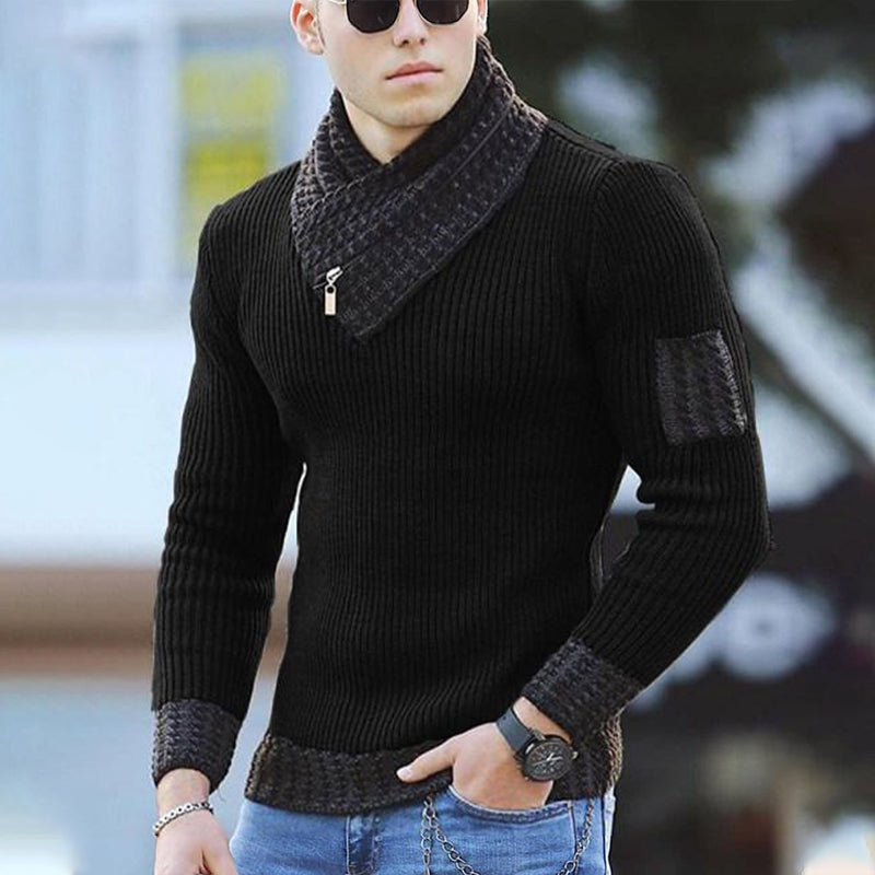 Heren casual trui met lange mouwen en revers
