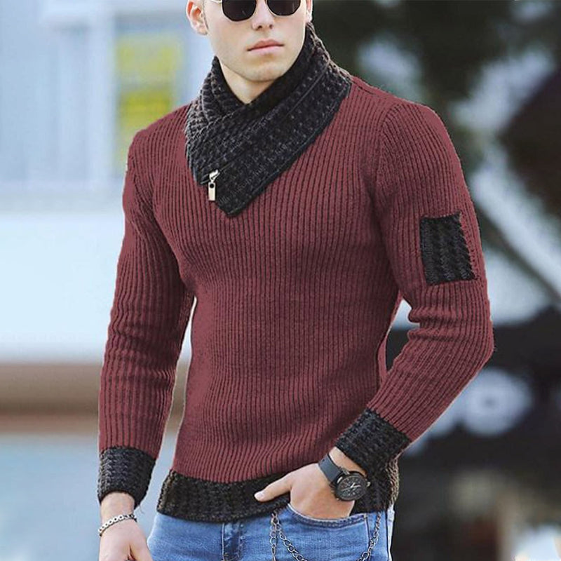 Heren casual trui met lange mouwen en revers