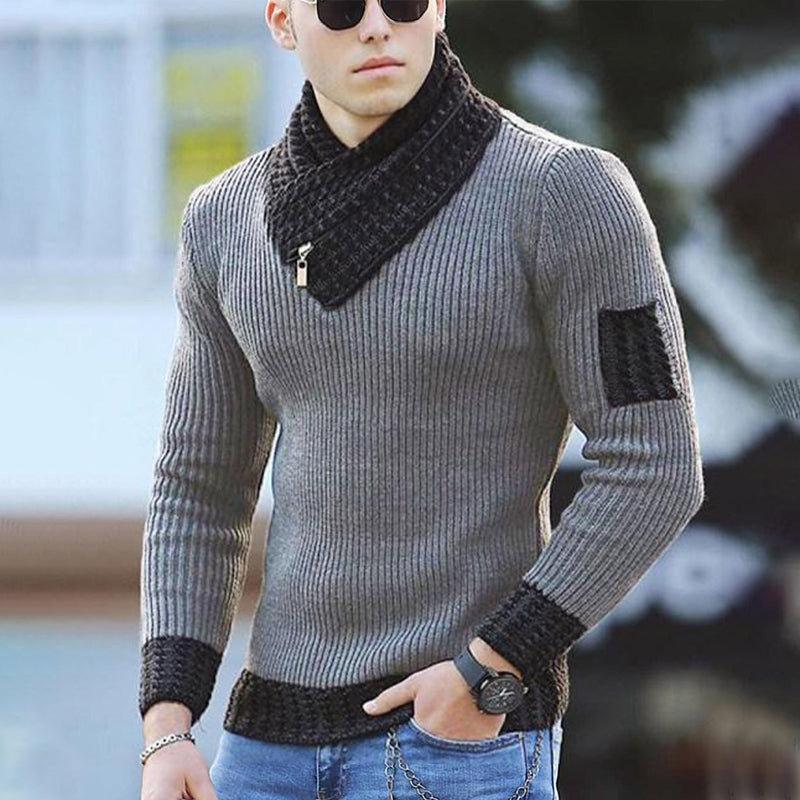 Heren casual trui met lange mouwen en revers