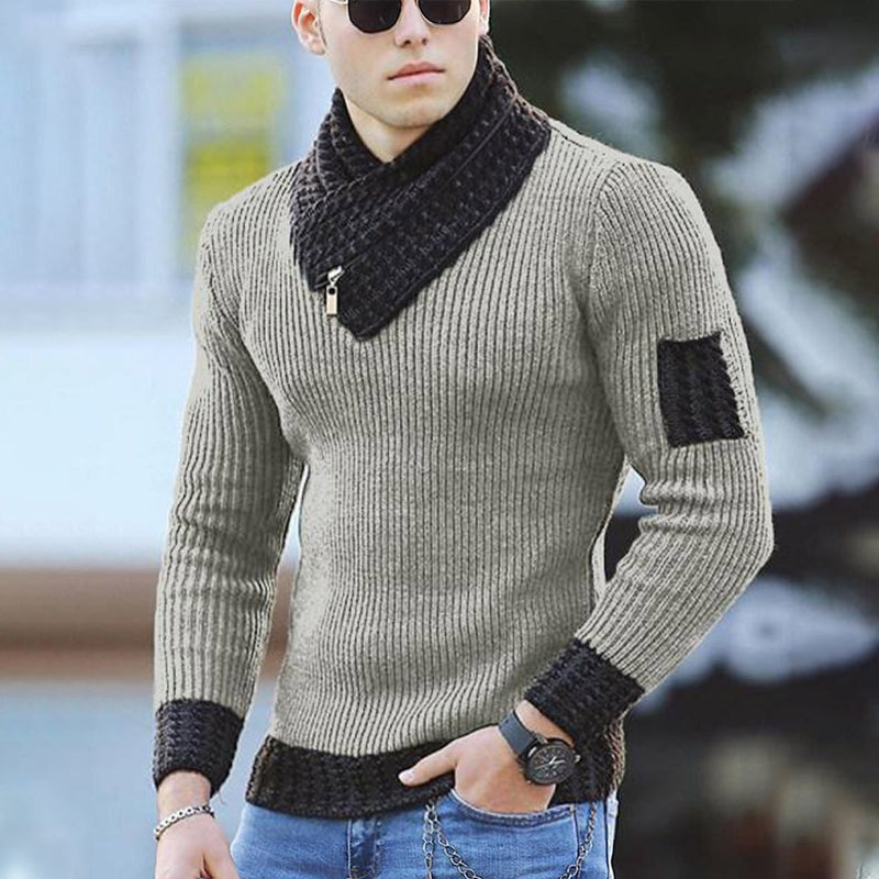 Heren casual trui met lange mouwen en revers